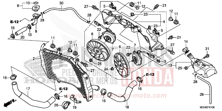 RADIATOR for VFR1200X Dual Clutch CANDY PROMINENCE RED (R342) from 2014